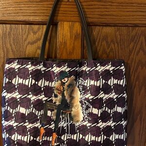 Henri Bendel Izak Zenov Purple Satin Fashionista Tote Bag